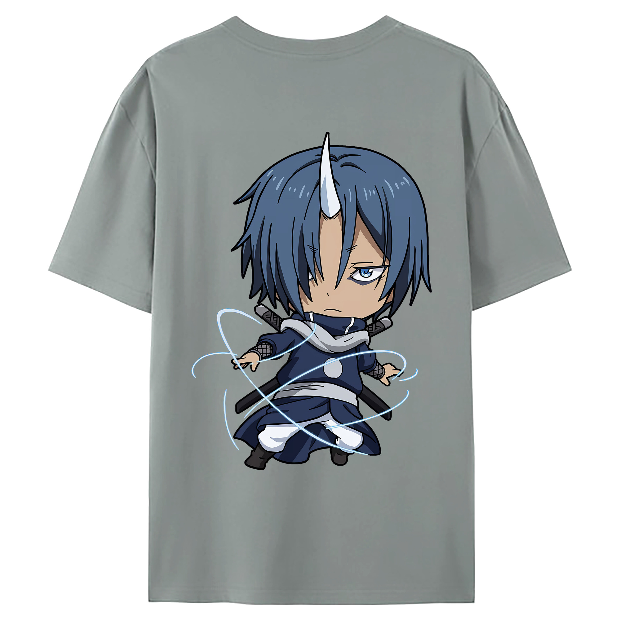 （画像用） 転スラ Regarding Reincarnated to Slime 綿100％ メンズ半袖Tシャツ（バックプリント） 通気性